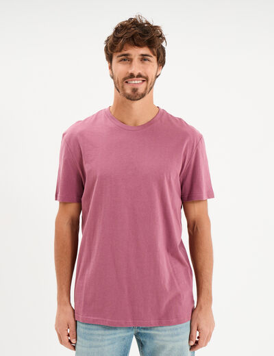 T-shirt droit en coton manches courtes mauve homme