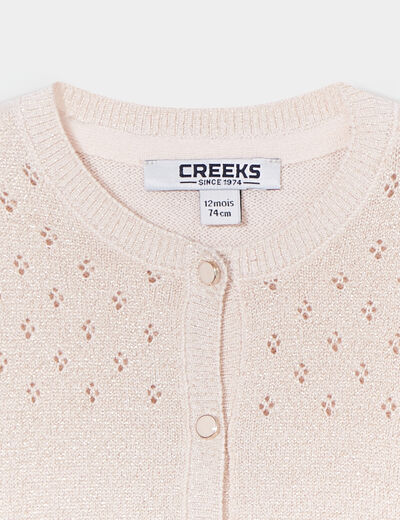 Gilet fils métallisés Creeks rose clair bébé fille