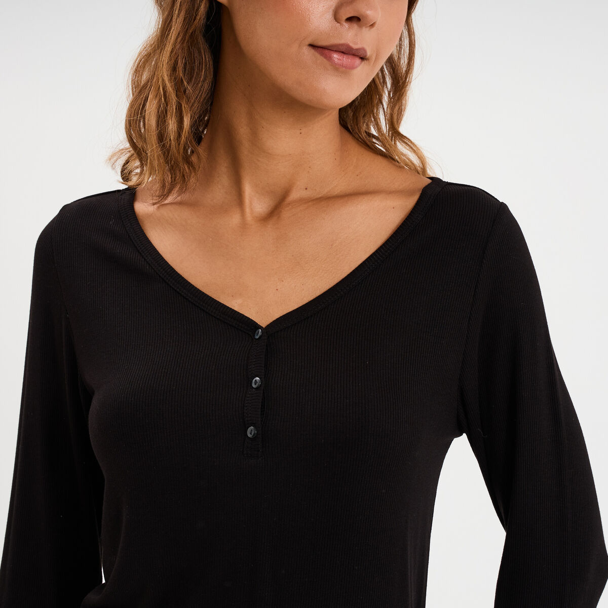 Ensemble pyjama manches longues 2 pi&egrave;ces noir femme