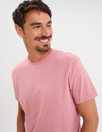 T-shirt en coton manches courtes vieux rose homme