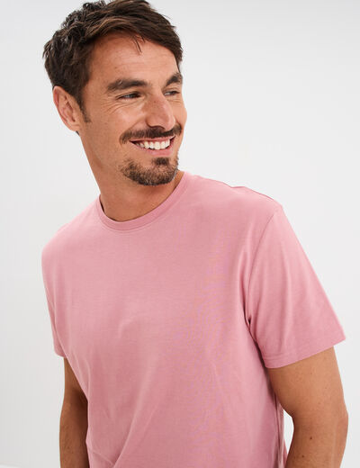 T-shirt en coton manches courtes vieux rose homme