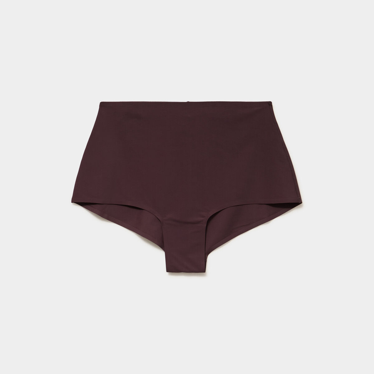Culotte taille haute microfibre marron femme