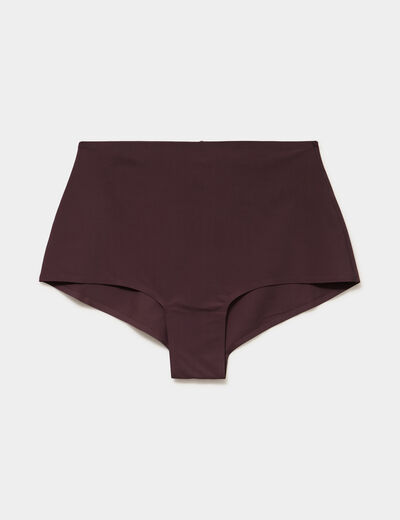 Culotte taille haute microfibre marron femme