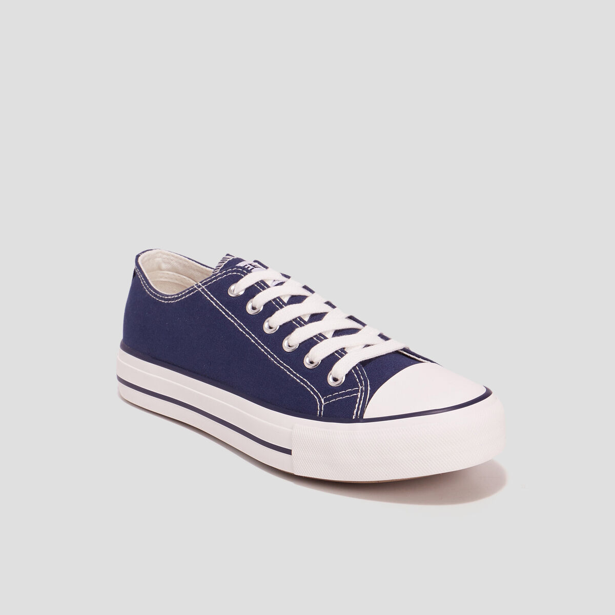 Tennis en toile &agrave; lacets bleu marine femme