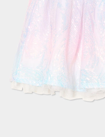 Jupe courte résille à sequins multicolore fille