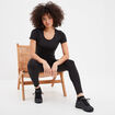 T-shirt cropped cintré col rond noir femme