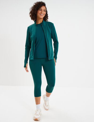 Veste de sport ajust&eacute;e avec fermeture vert canard femme