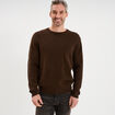 Pull col rond manches longues marron fonc&eacute; homme