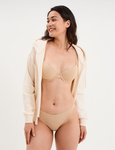 String microfibre sans coutures beige femme