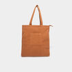 Sac tote bag zipp&eacute; effet velours camel femme