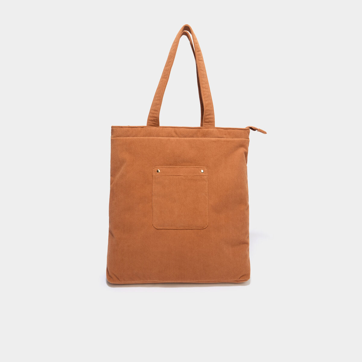 Sac tote bag zipp&eacute; effet velours camel femme