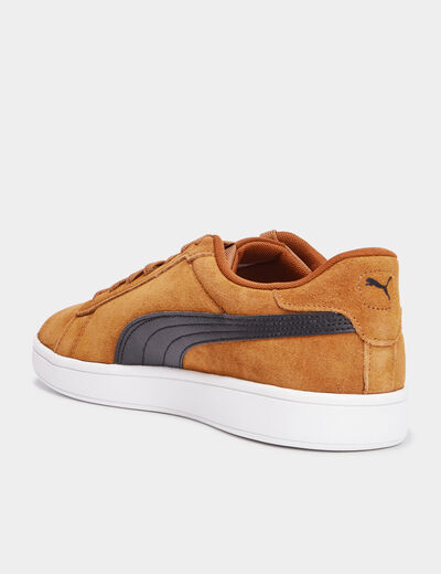 Tennis basses à lacets cuir Puma Smash camel homme