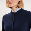 Gilet col rond boutonn&eacute; 2 en 1 bleu fonc&eacute; femme