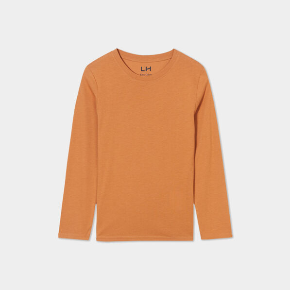 T-shirt manches longues marron cognac garçon