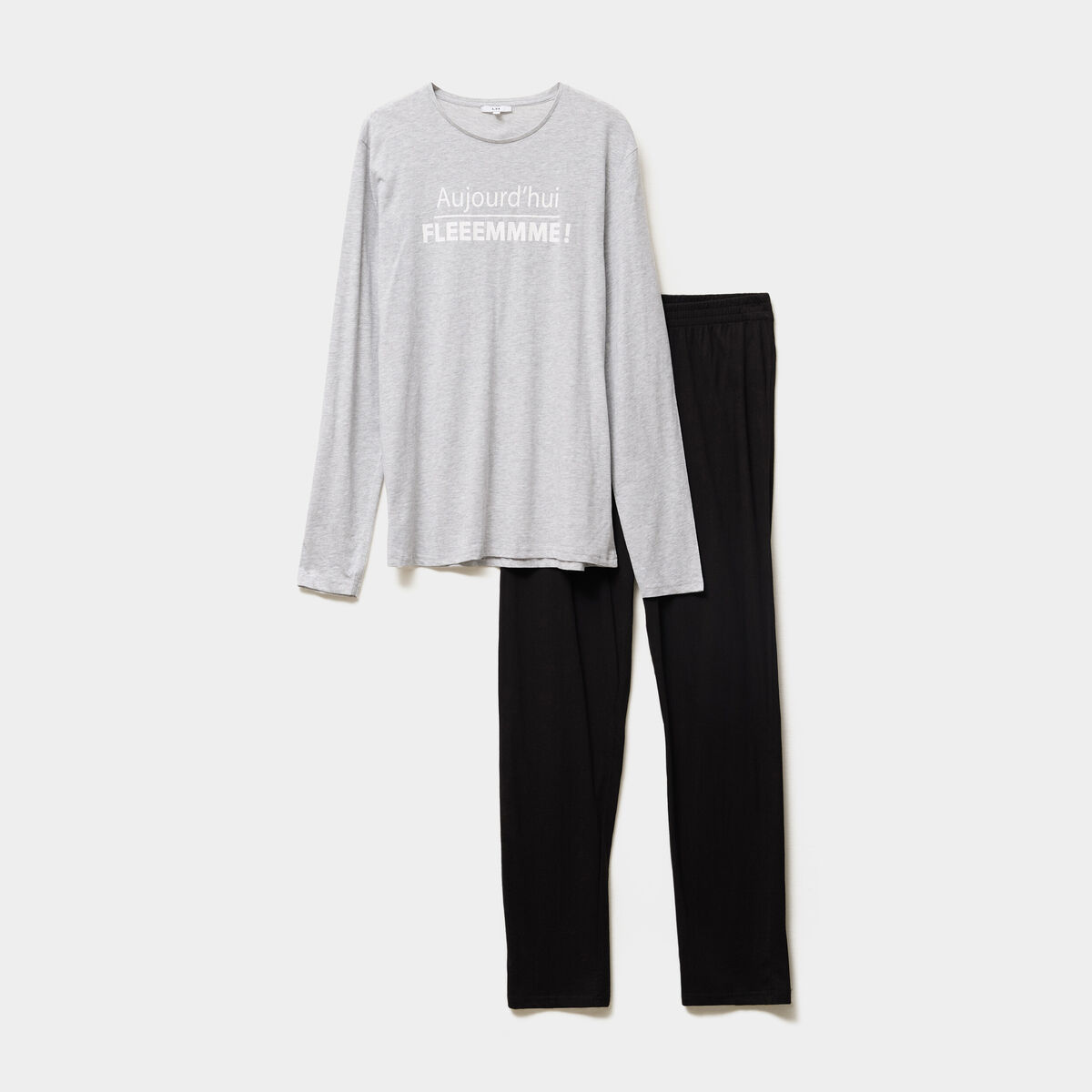 Ensemble pyjama 2 pièces coton gris clair homme