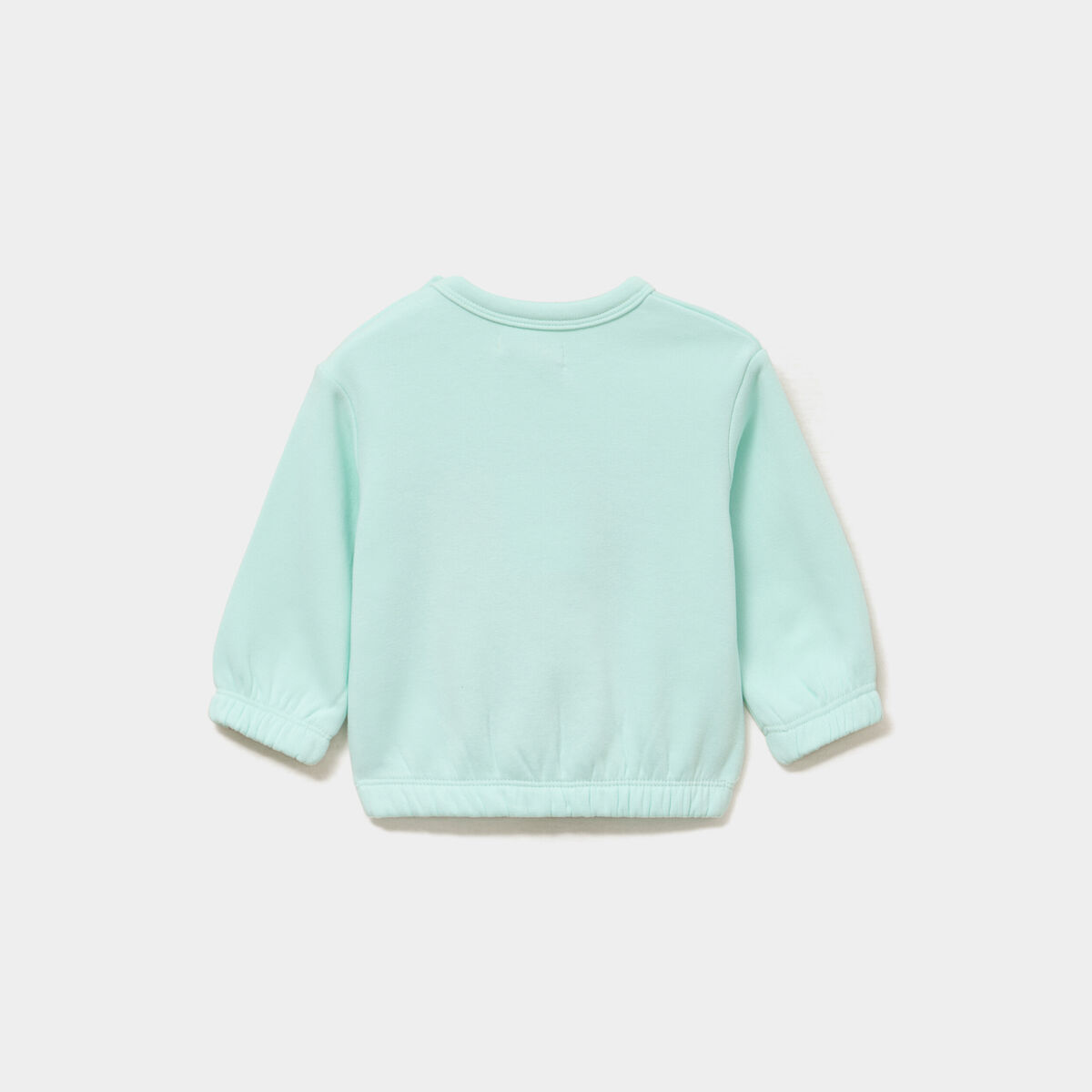 Sweat col rond manches longues bleu turquoise b&eacute;b&eacute; fille