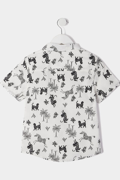 Chemise manches courtes ecru garçon