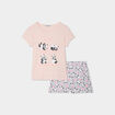 Ensemble pyjama short 2 pi&egrave;ces coton rose poudr&eacute;e fille