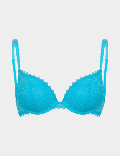 Soutien-gorge push up dentelle bleu femme