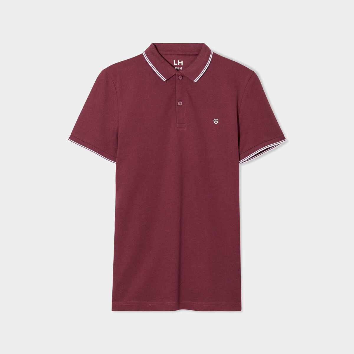 Polo manches courtes bords contrastés prune homme