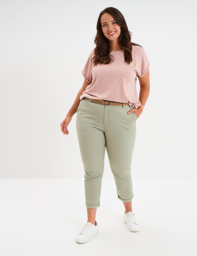 T-shirt manches courtes rose poudrée femme grande taille