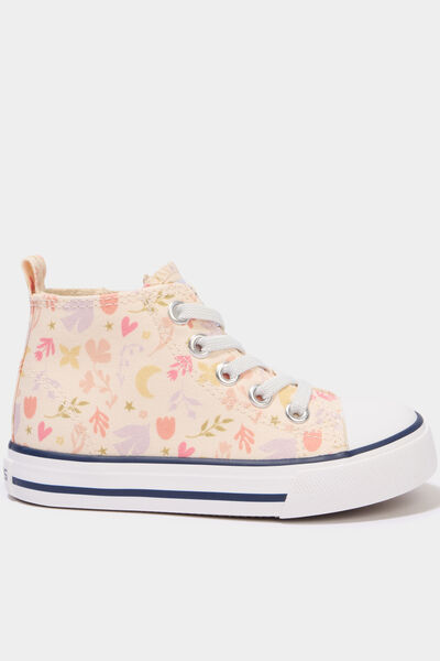 Baskets montantes en toile bout renforc&eacute; multicolore fille