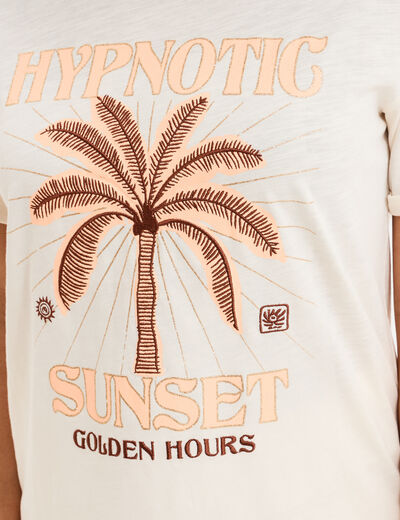T-shirt manches courtes coton ecru femme