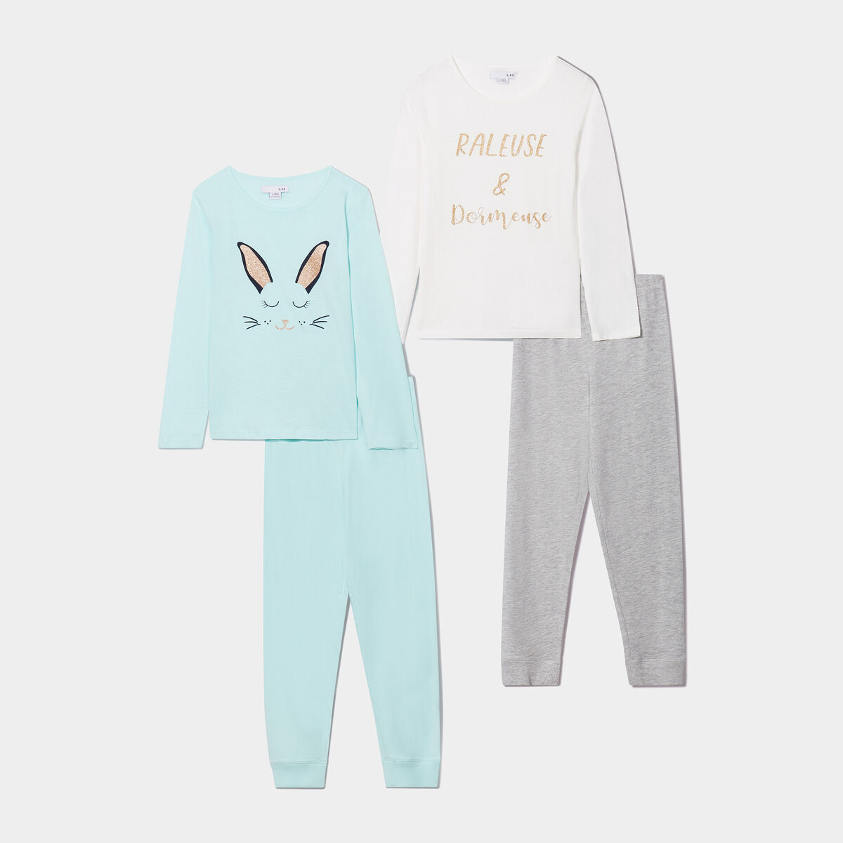 2 ensembles de pyjama avec pantalon bleu turquoise fille