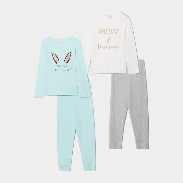 2 ensembles de pyjama avec pantalon bleu turquoise fille 2 ensembles de pyjama avec pantalon bleu turquoise fille