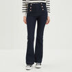 Jeans taille haute flare à ponts denim brut femme
