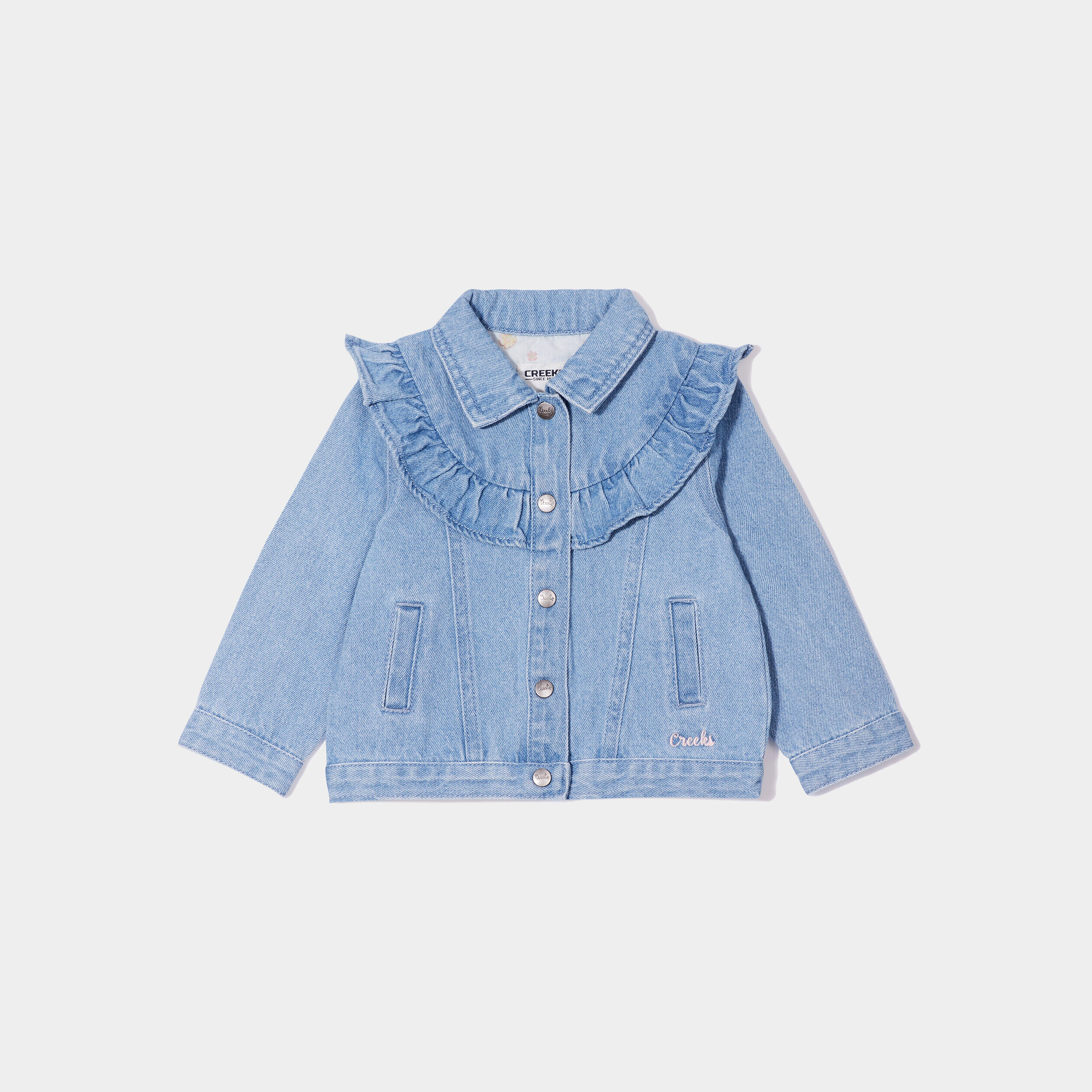 Veste jean à volants en coton denim double stone bébé fille CREEKS