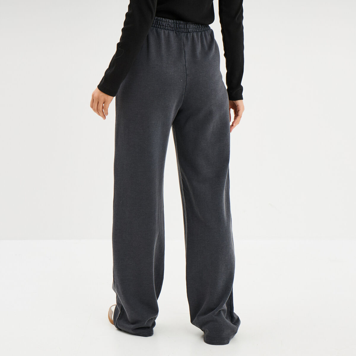 Pantalon Jogging Femme Taille Haute - Coupe Loose Fit - Gris, Blanc, Noir - Polyester Confortable