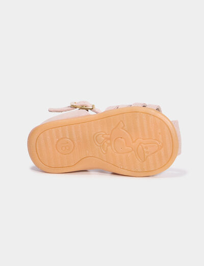 Sandales c&eacute;r&eacute;monie cuir semelle souple rose b&eacute;b&eacute; fille