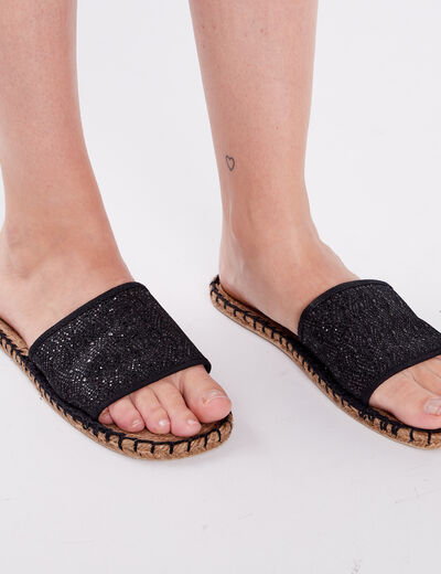 Mules détails cordes noir femme