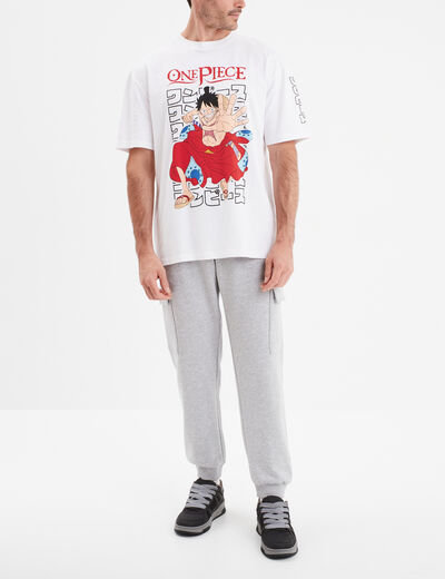 T-shirt manches courtes One Piece Luffy blanc homme