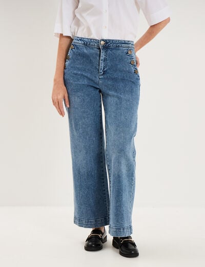 Jean large &agrave; pont denim triple stone femme