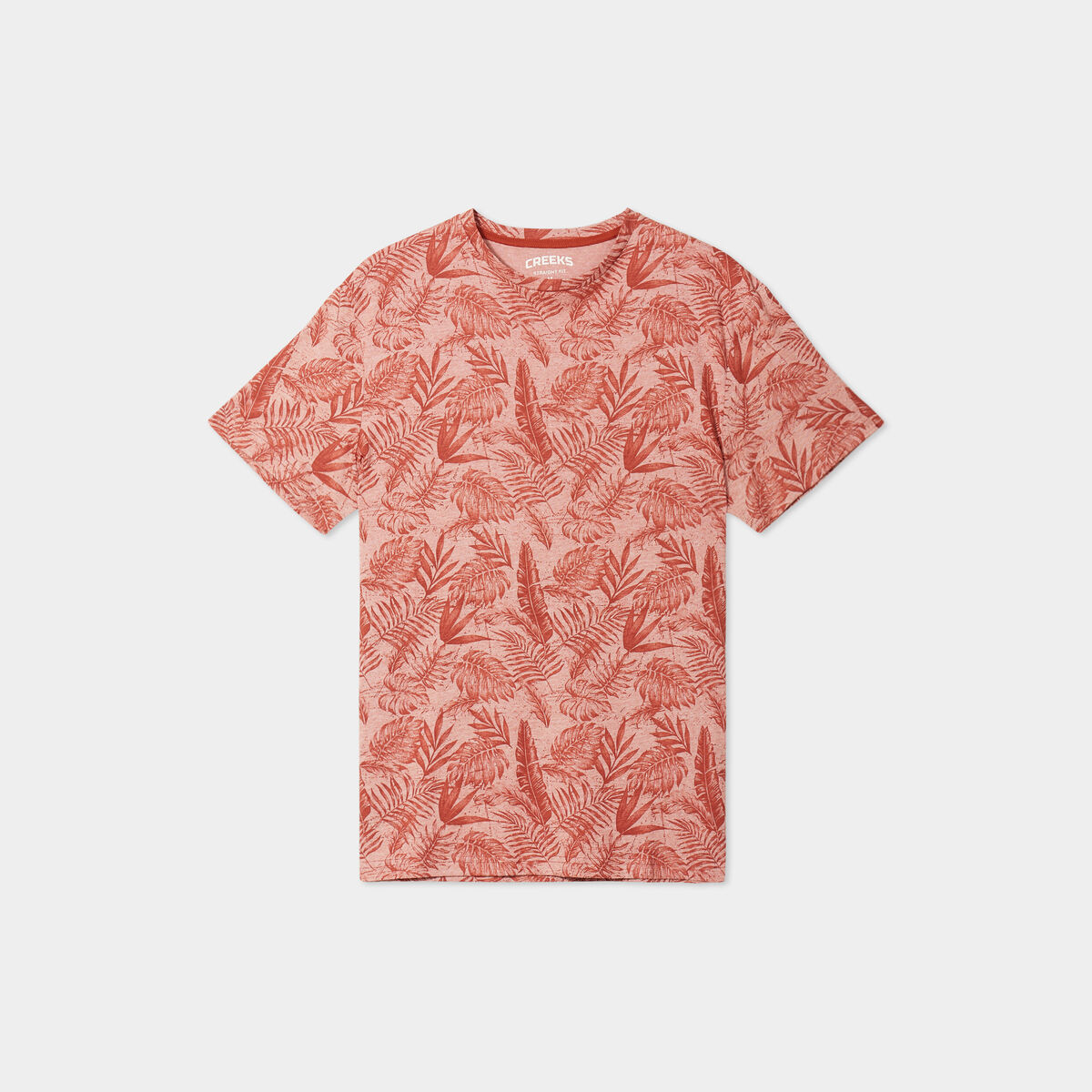 T-shirt manches courtes col rond terracotta homme