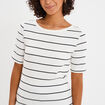 T-shirt col rond manches courtes coton ecru femme