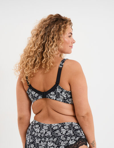 Soutien-gorge corbeille microfibre noir femme grande taille