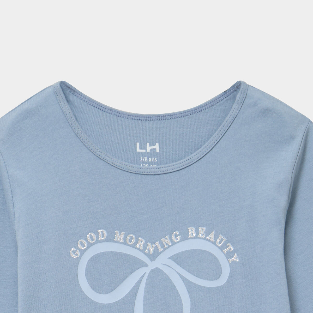 Ensemble pyjama pantalon et t-shirt bleu gris fille