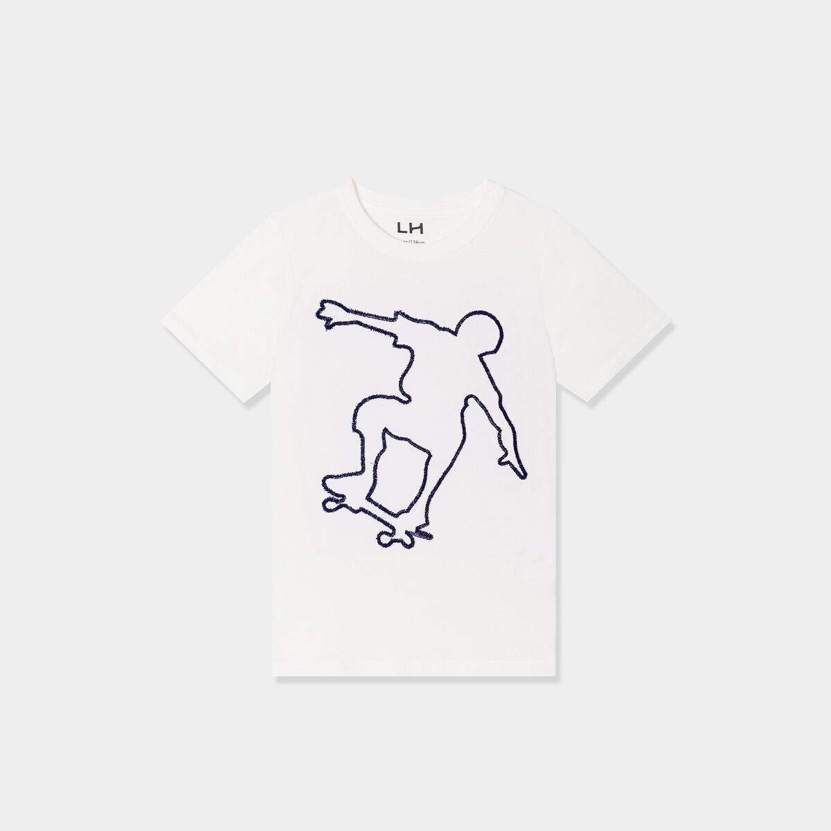 T-shirt avec col rond manches courtes creme garçon