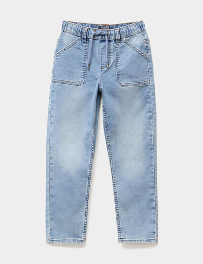 Jeans jogger droit denim double stone gar&ccedil;on