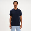 Polo textur&eacute; manches courtes bleu marine homme
