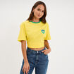 T-shirt maillot de football Br&eacute;sil coton jaune mixte