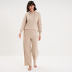 Pantalon de pyjama large en maille beige femme