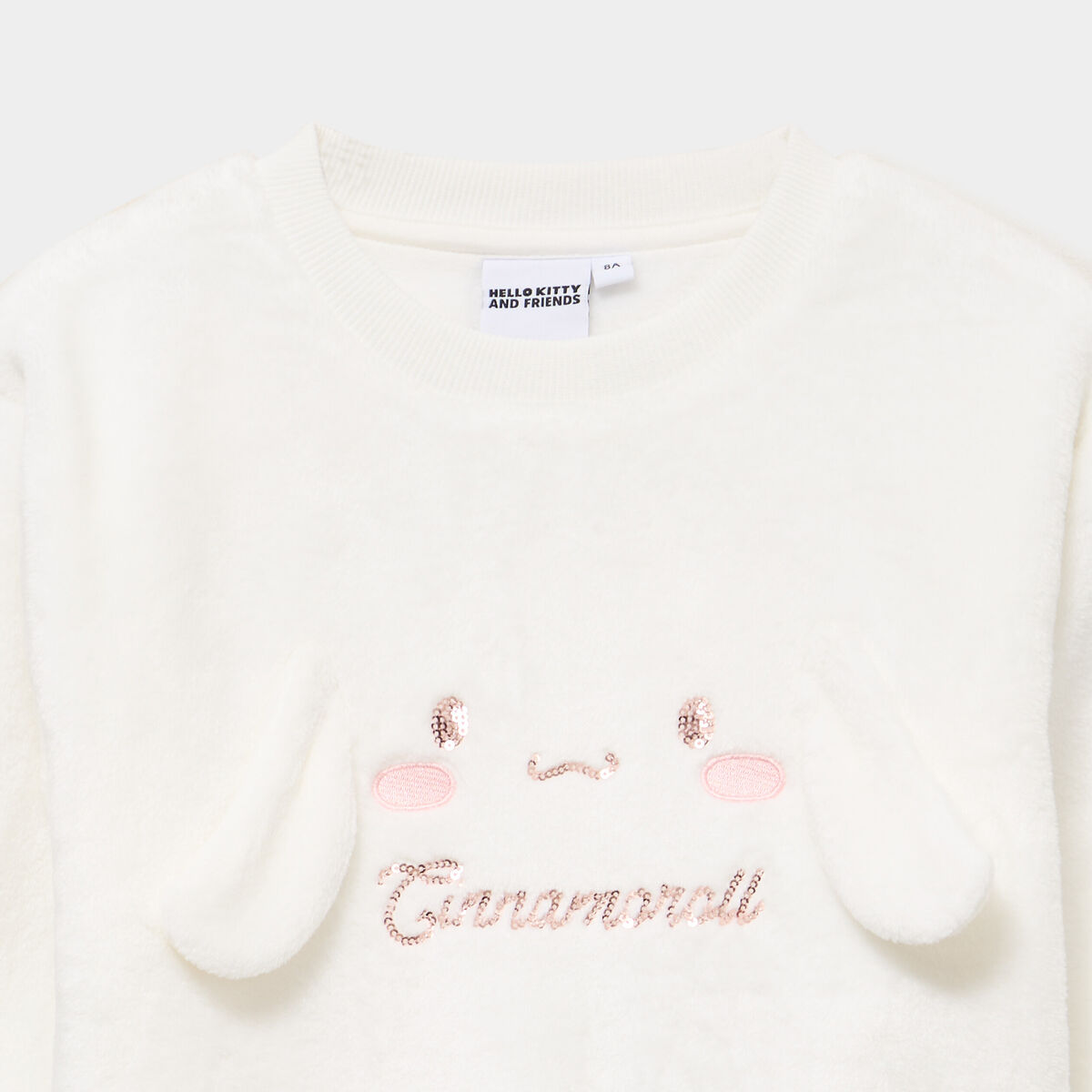 Sweat relax effet velours Cinnamoroll blanc fille