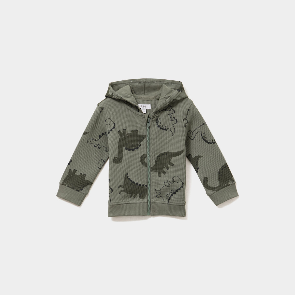Sweat zipp&eacute; &agrave; capuche coton vert kaki b&eacute;b&eacute; gar&ccedil;on