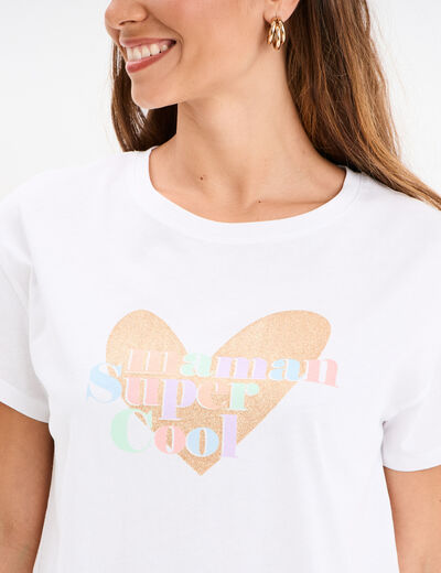 T-shirt Fête des mères oversize coton blanc femme