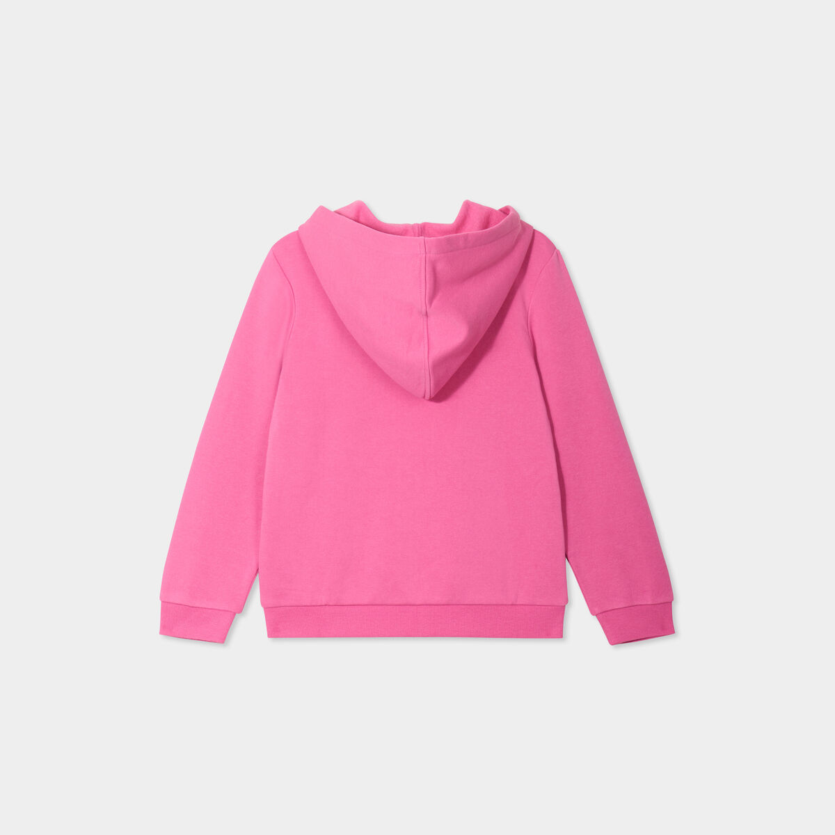 Sweat zipp&eacute; &agrave; capuche droit molleton rose fushia fille