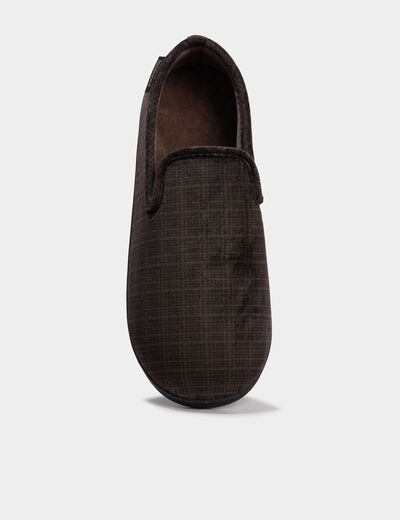 Pantoufles fourr&eacute;es bout rond vert kaki homme